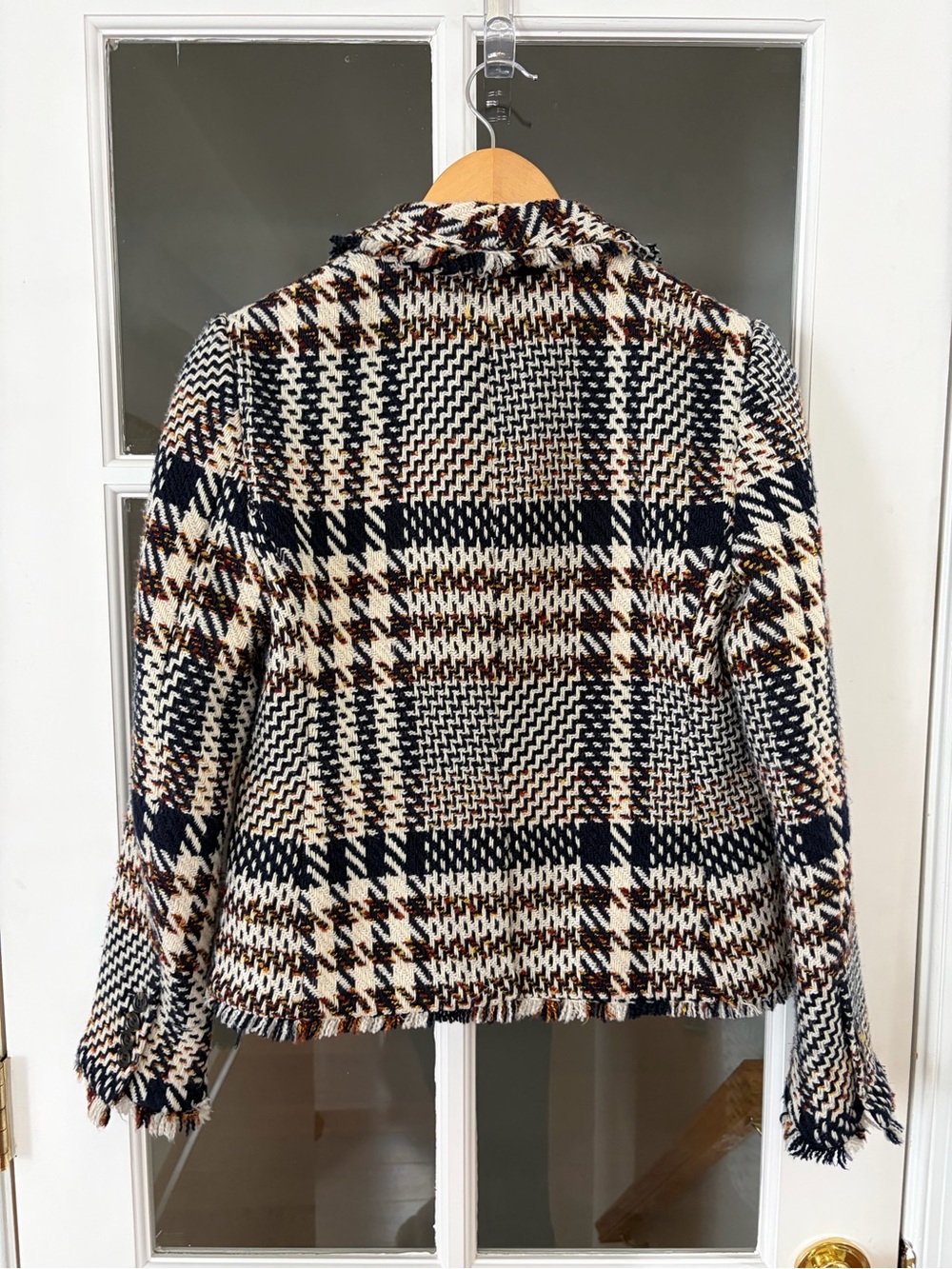 Ann Taylor Eyelash Fringe Plaid Tweed Blazer - Size 2 - Picture 5 of 8